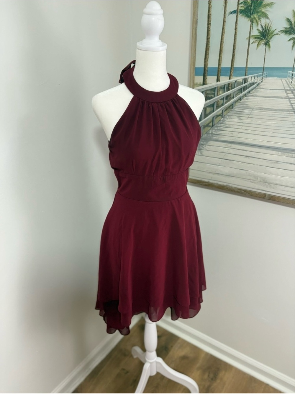B Darlin Burgundy Halter Dress size 5/6